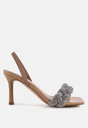 High Social Diamante Braided Strap Sandals By Ruw