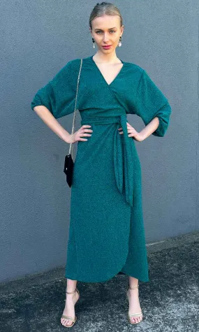 HOSS Glam Wrap Dress - Jade