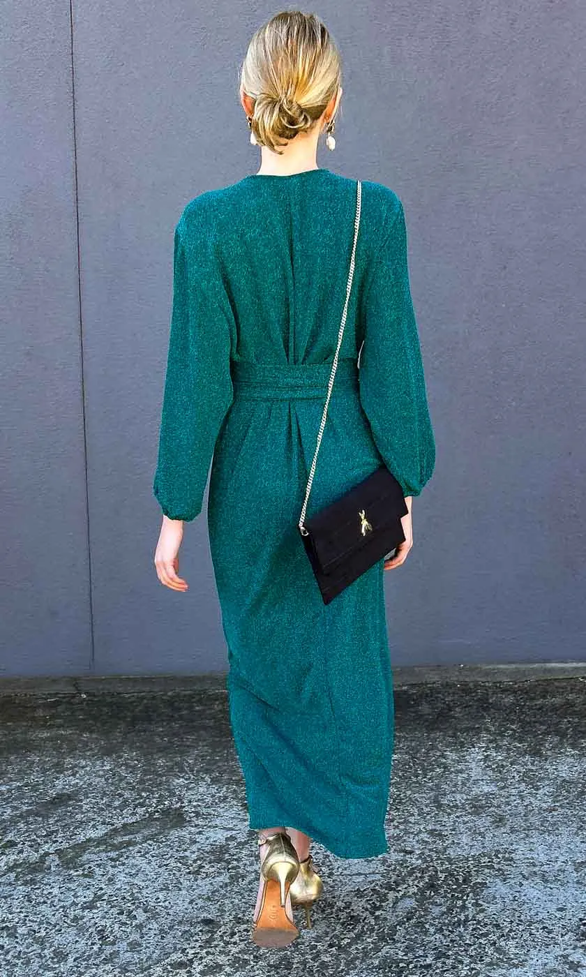 HOSS Glam Wrap Dress - Jade