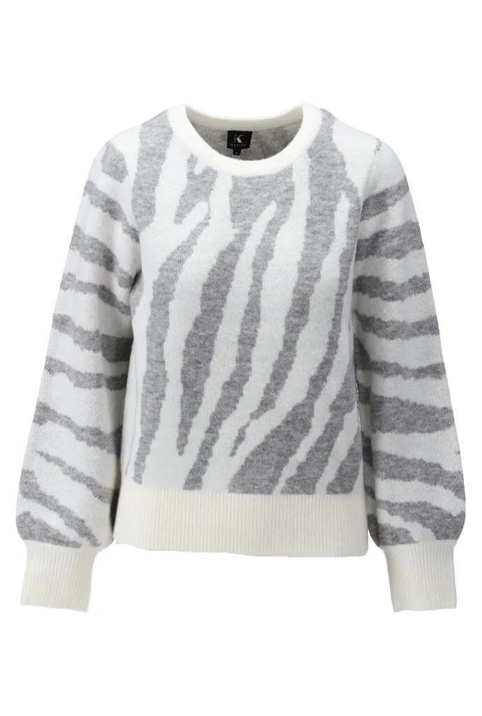 K Design Z843 Crew Neck Zebra Sweater