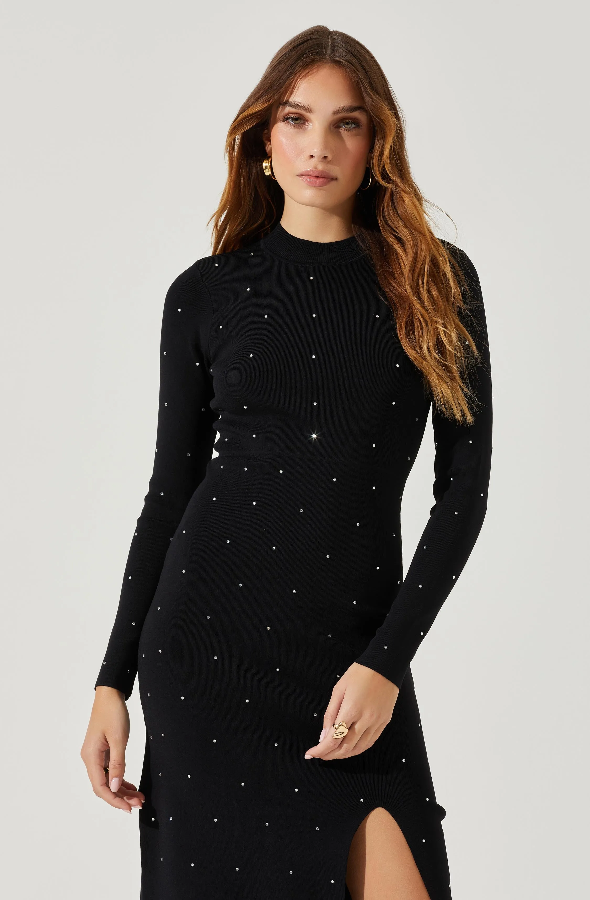 Kariana Embellished Cutout Midi Sweater Dress