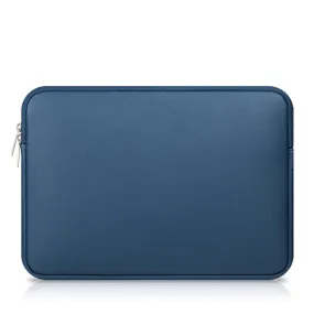 Laptop Sleeve - Blue Soft Leather Waterproof Zipper Bag