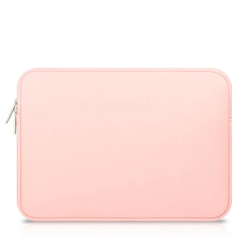 Laptop Sleeve - Pink Soft Leather Waterproof Zipper Bag