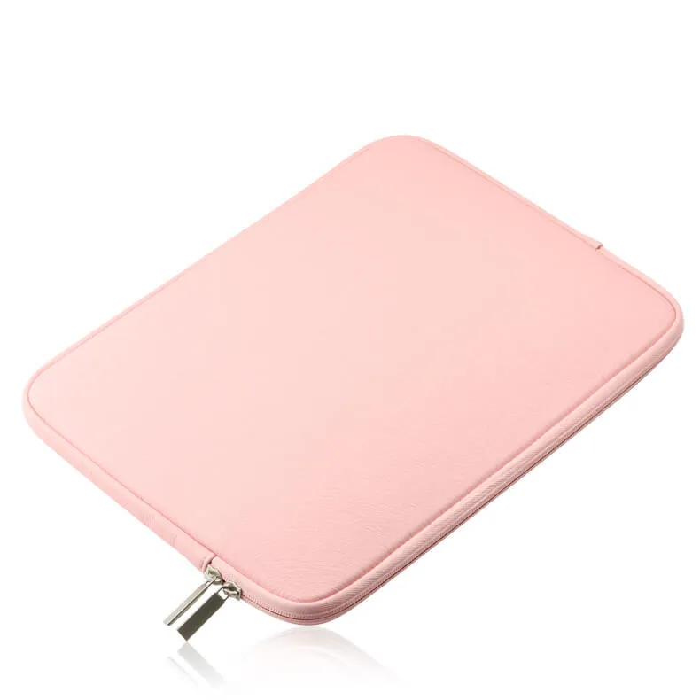 Laptop Sleeve - Pink Soft Leather Waterproof Zipper Bag