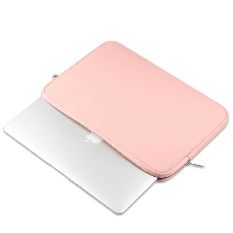 Laptop Sleeve - Pink Soft Leather Waterproof Zipper Bag