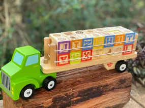 Learning toy Truck: Wooden kids alphabet and numbers toy truck