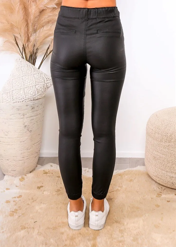 Leoni Hayden Wetlook Joggers Black