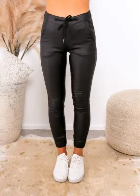 Leoni Hayden Wetlook Joggers Black