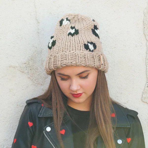 Leopard Beanie in Linen