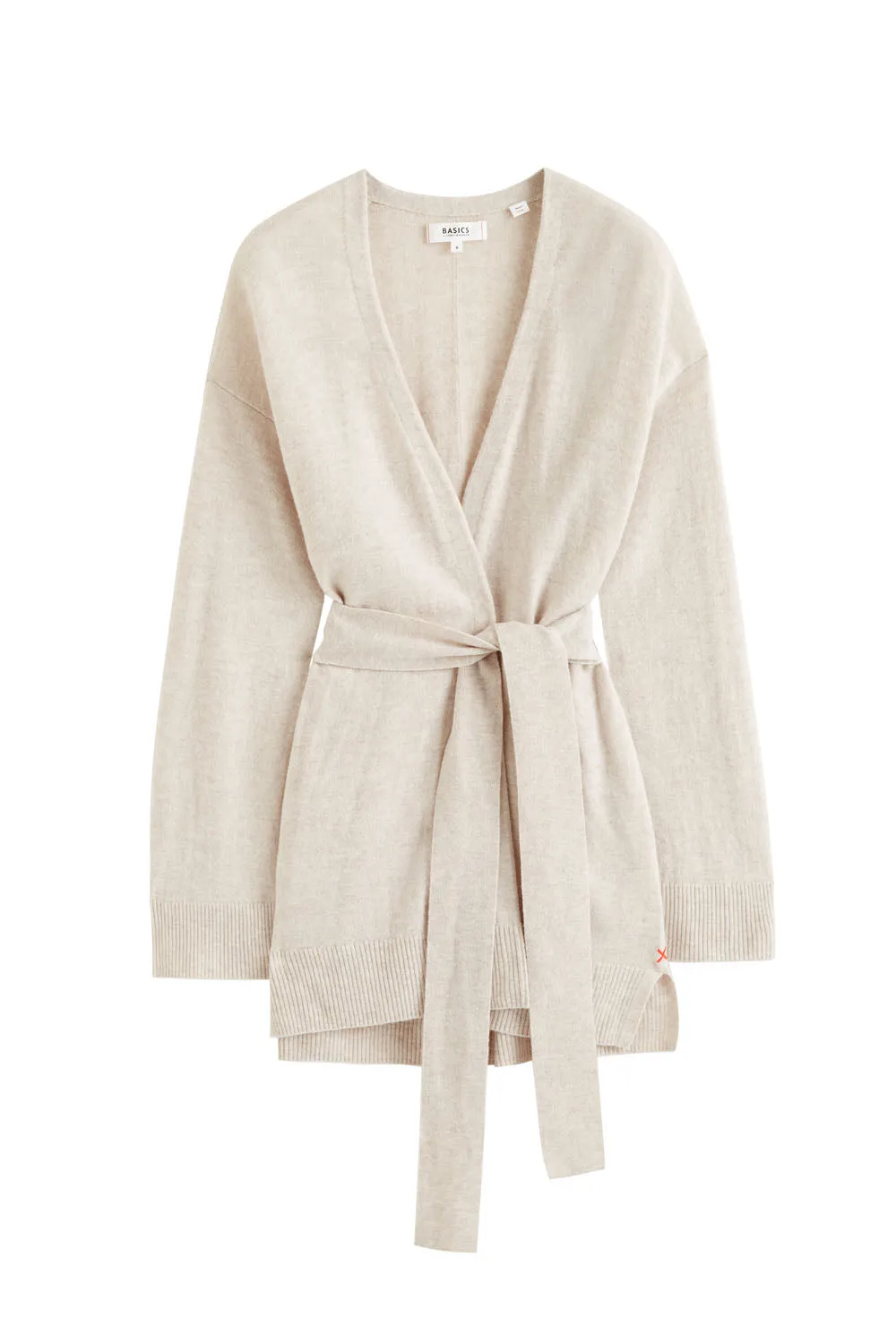 Light-Oatmeal Wool-Cashmere Belted Cardigan