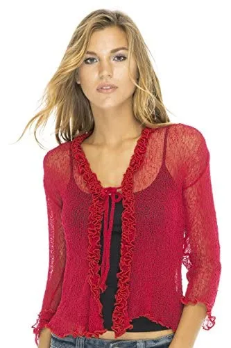 Lightweight Sheer Ruffle Shrug Cardigan