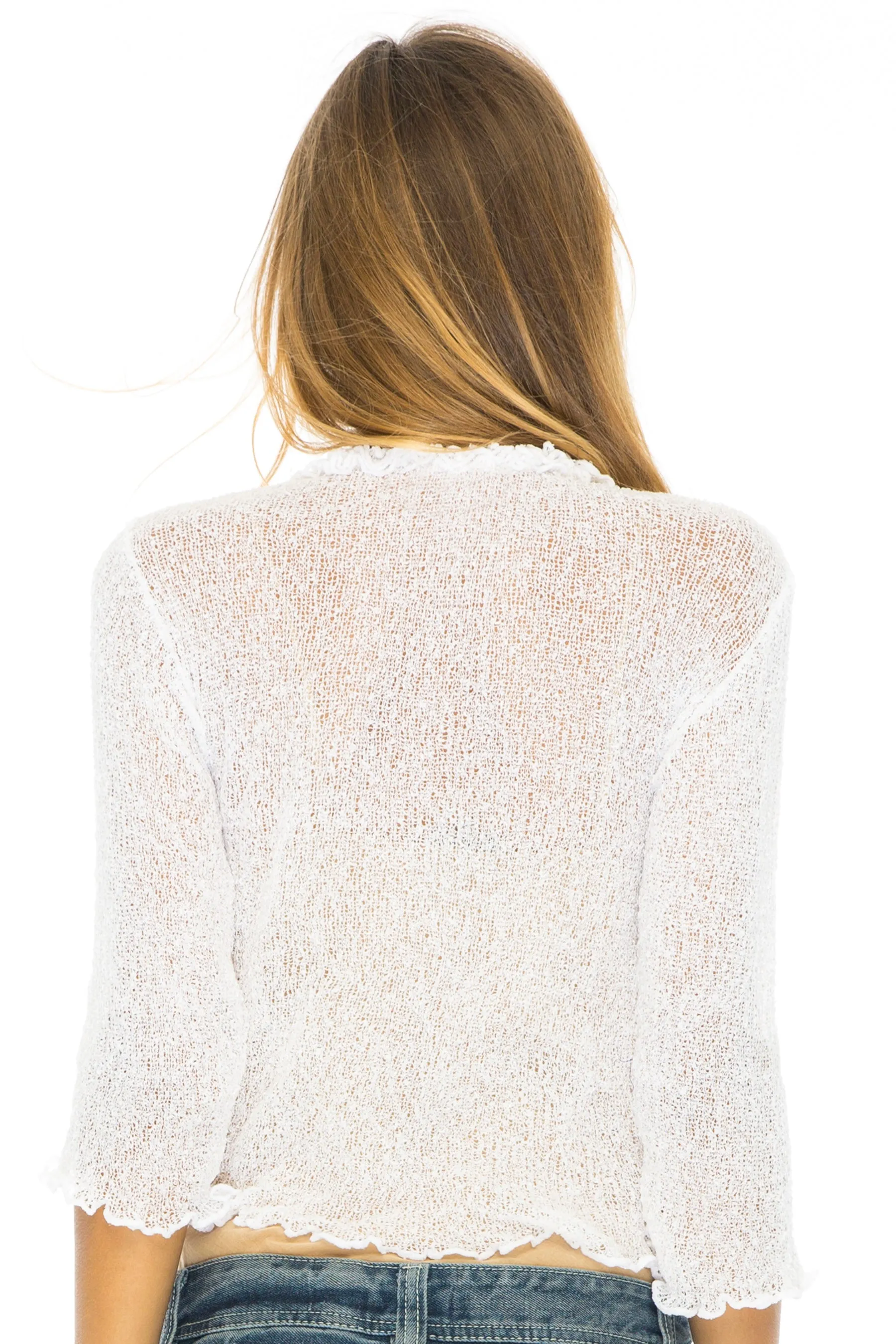 Lightweight Sheer Ruffle Shrug Cardigan