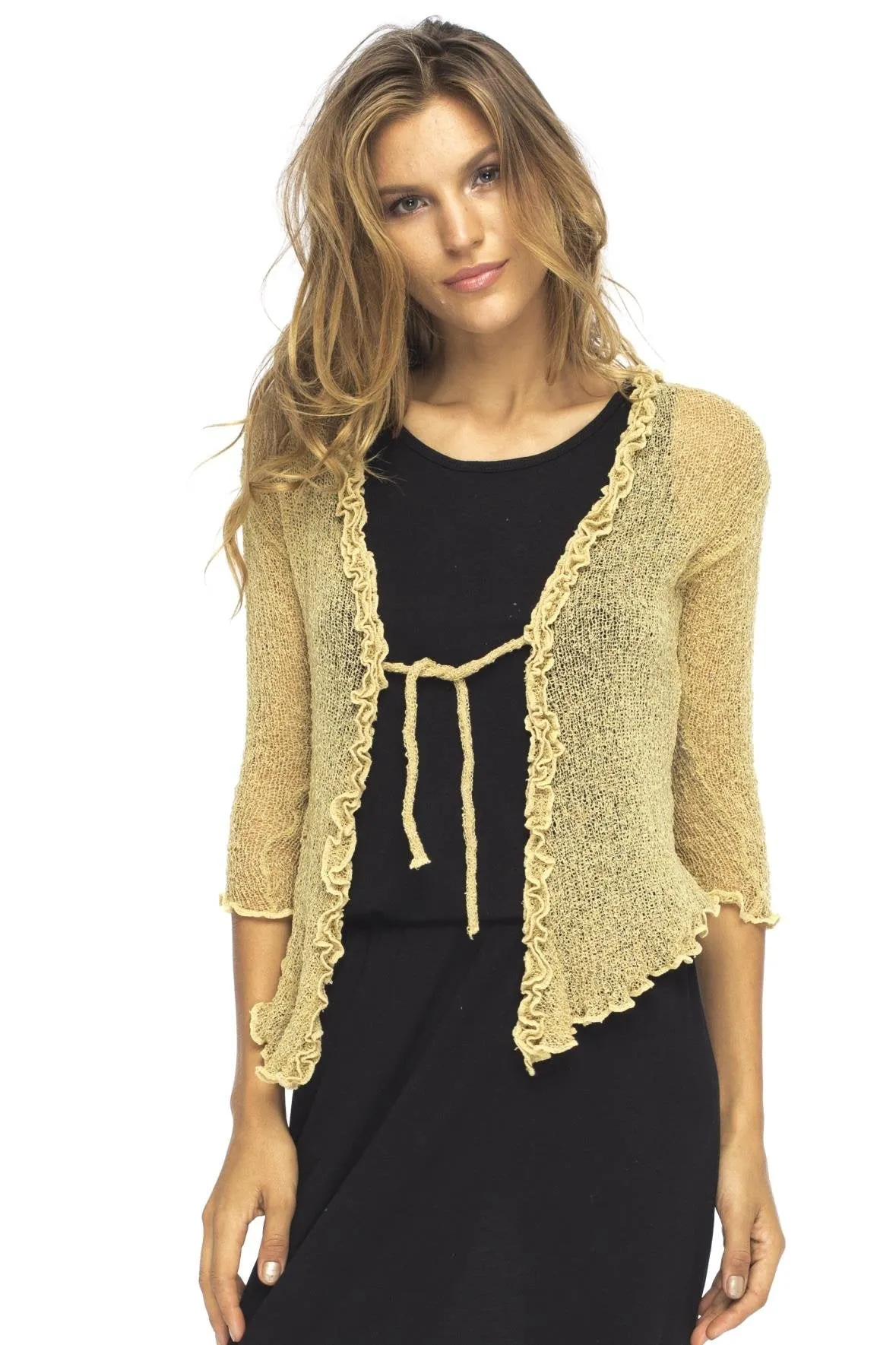 Lightweight Sheer Ruffle Shrug Cardigan