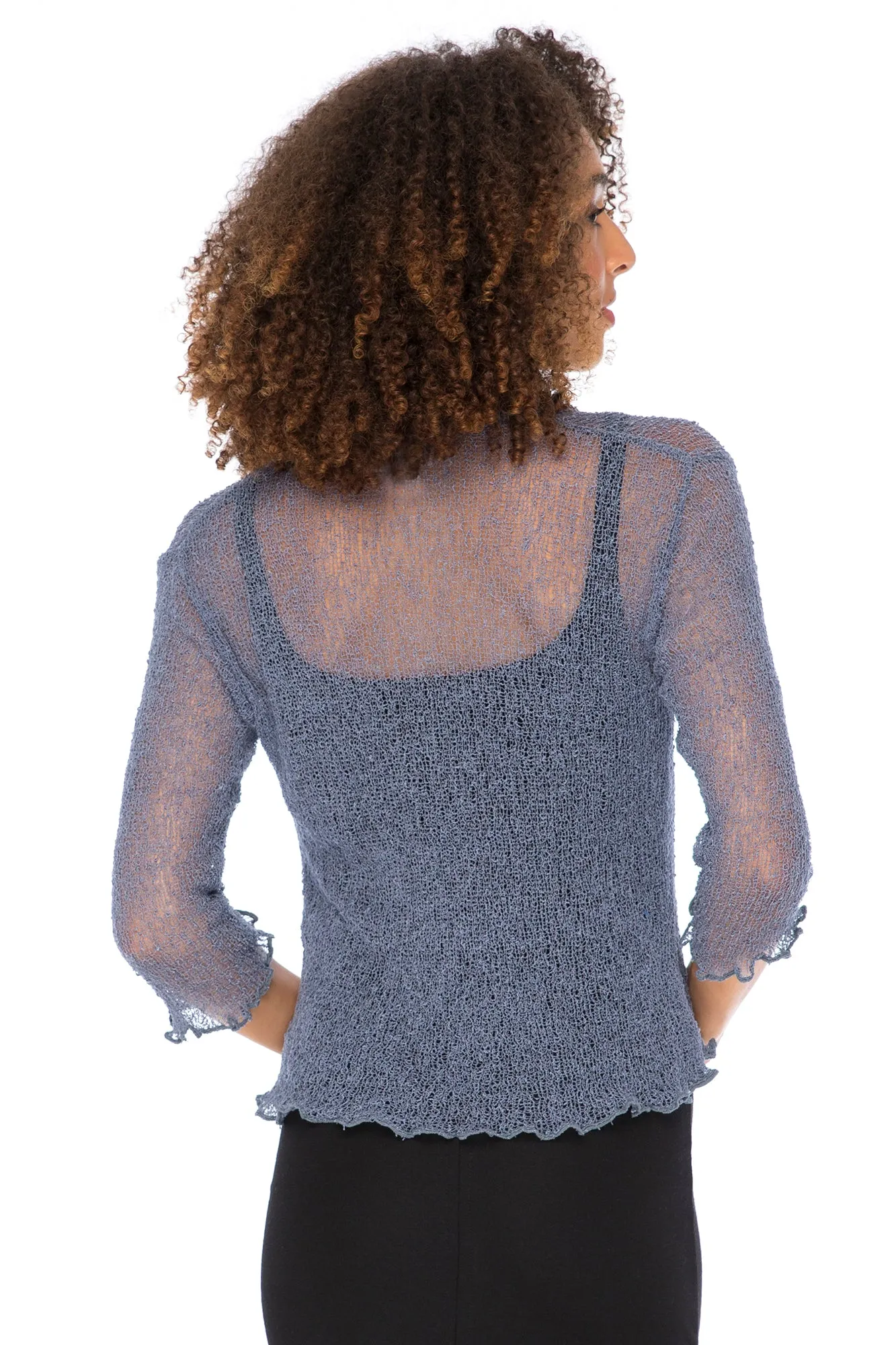 Lightweight Sheer Ruffle Shrug Cardigan