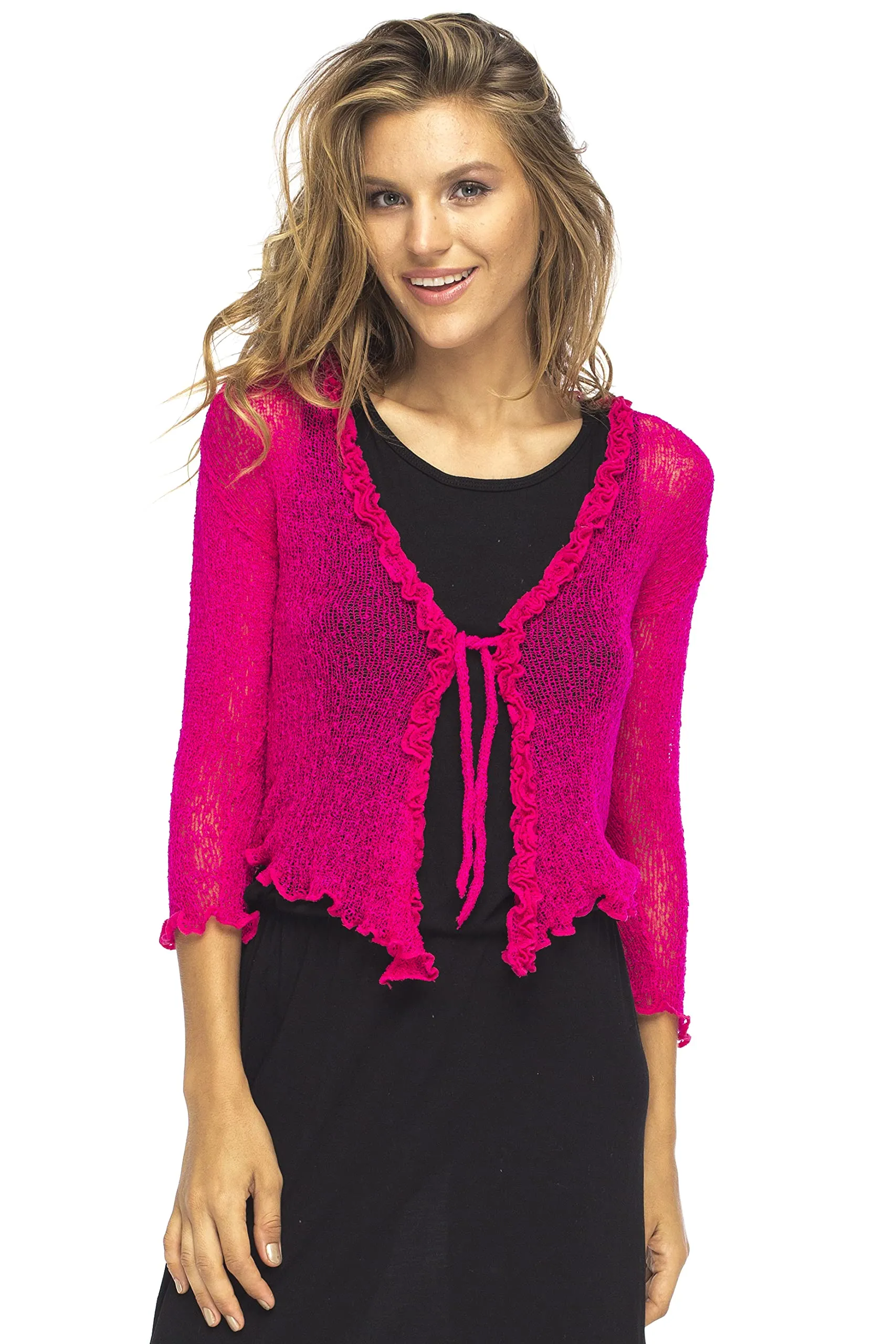 Lightweight Sheer Ruffle Shrug Cardigan