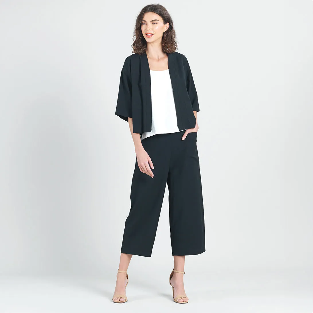 Linen Knit - Hi-Low Pocket Cardigan Jacket - Black - Final Sale!