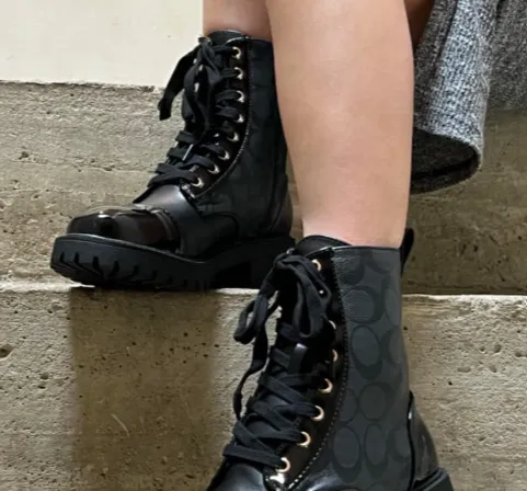 Lyra Black Patent Toe Boots