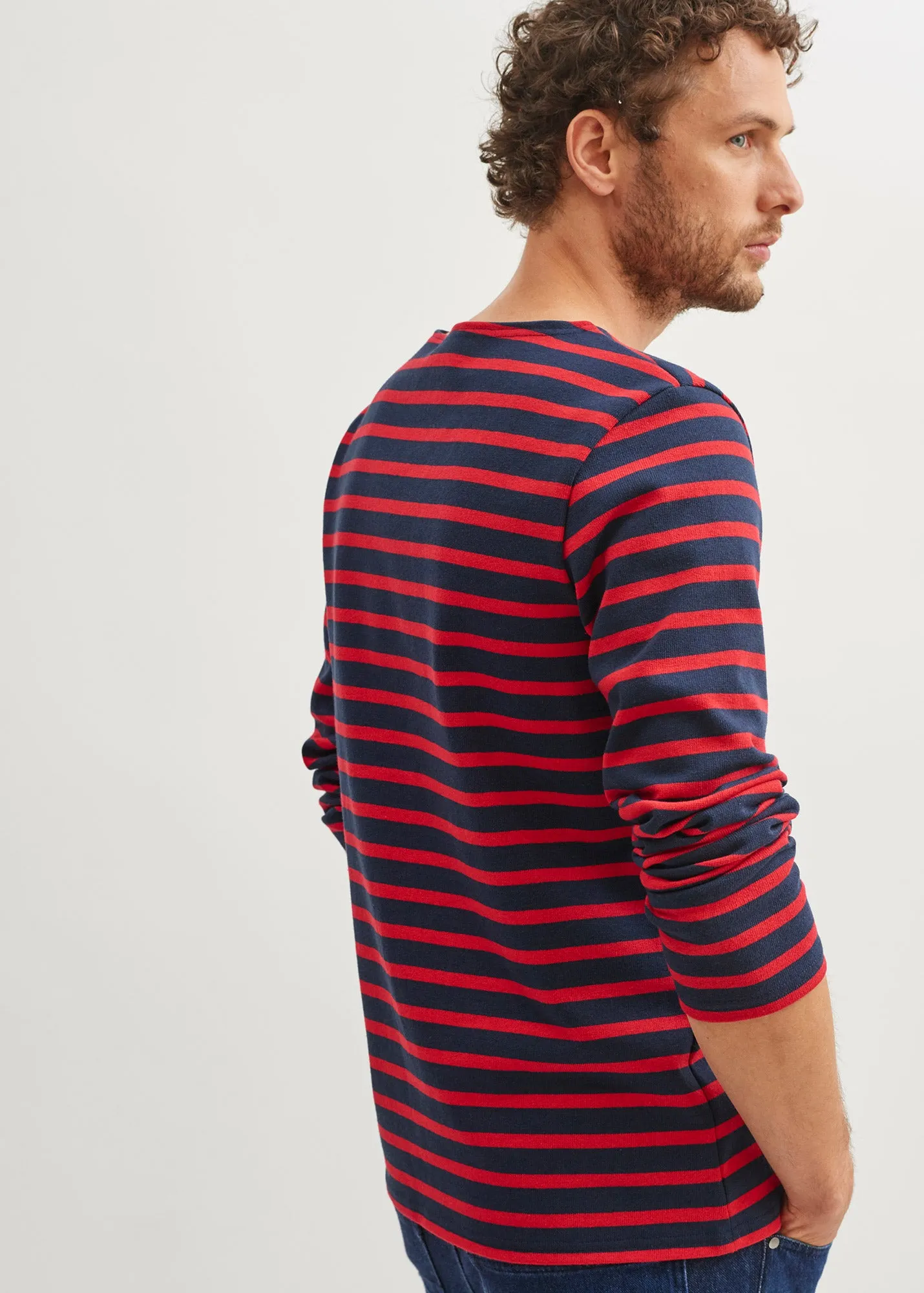 MERIDIEN MODERNE - Original Breton Shirt | Heavyweight Cotton | Men Fit (NAVY / RED)