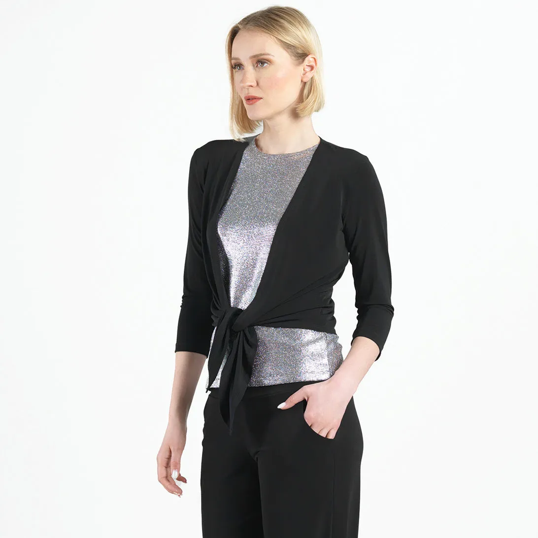 Modern Tie Front Cardigan - Black