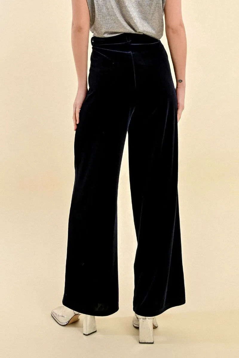 Molly Bracken Flowy Velvet Wide Leg Trousers