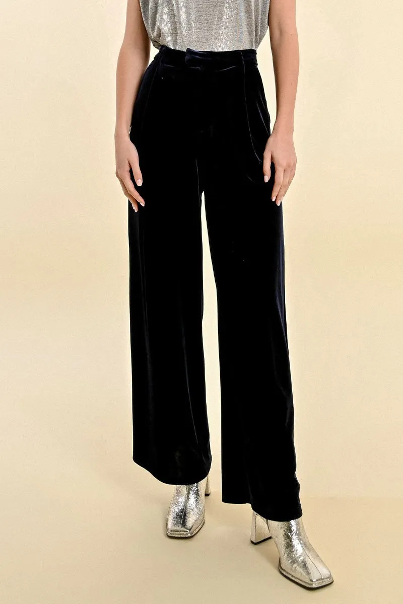 Molly Bracken Flowy Velvet Wide Leg Trousers