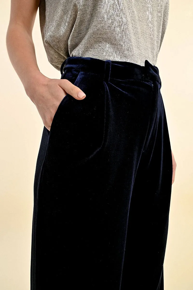 Molly Bracken Flowy Velvet Wide Leg Trousers