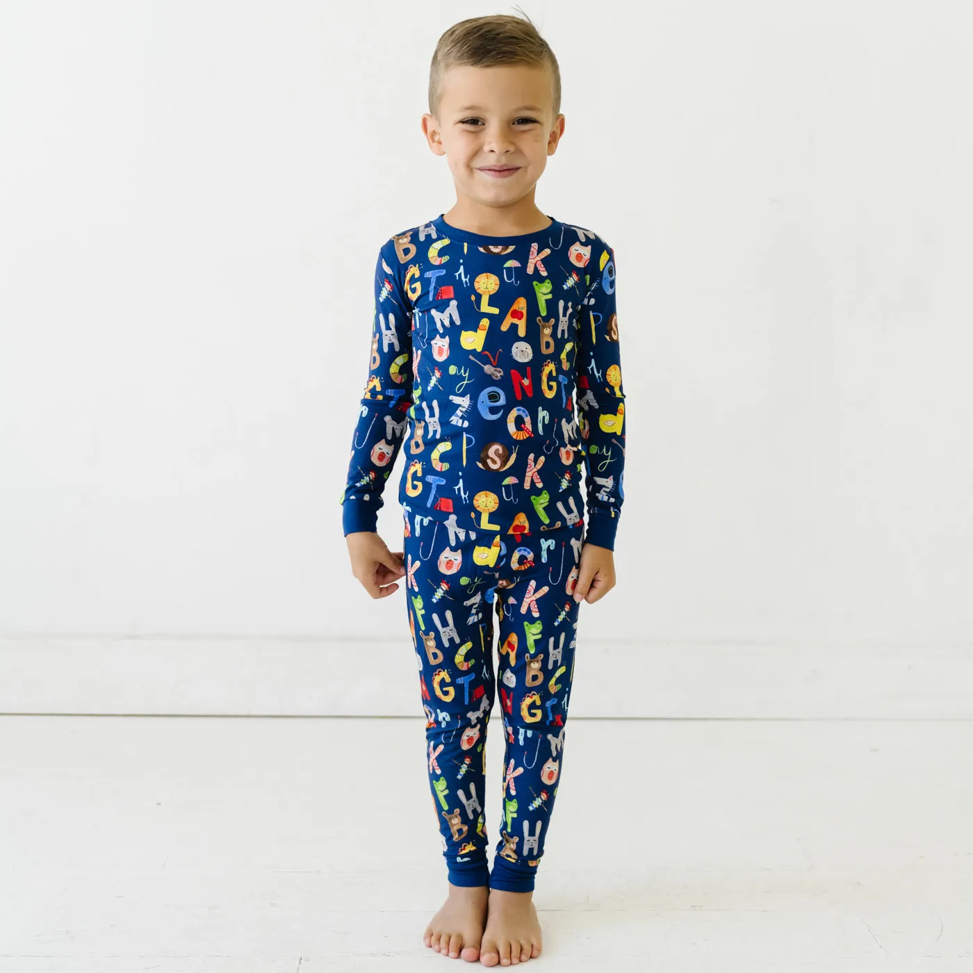 Navy Alphabet Friends Two-Piece Pajama Set