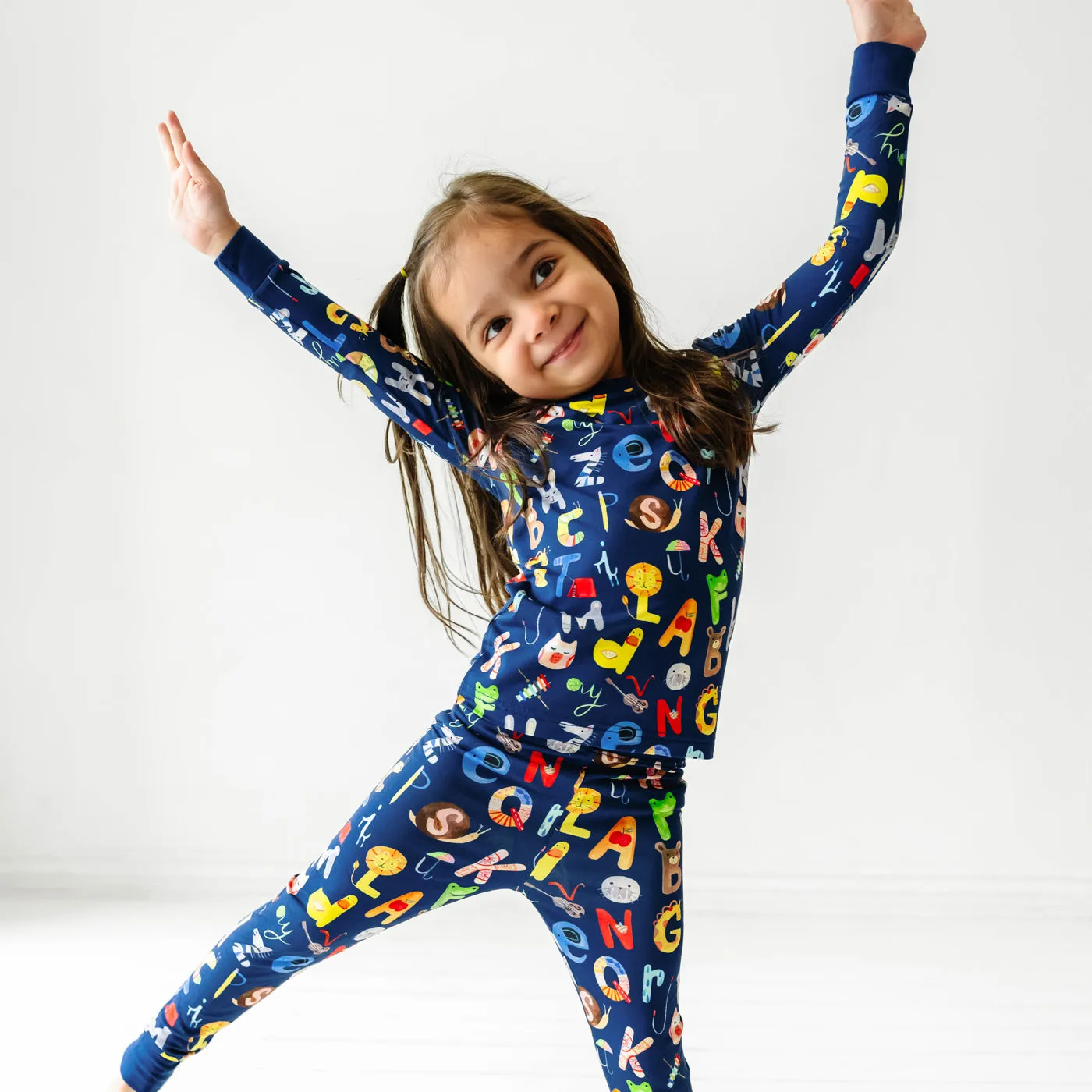 Navy Alphabet Friends Two-Piece Pajama Set