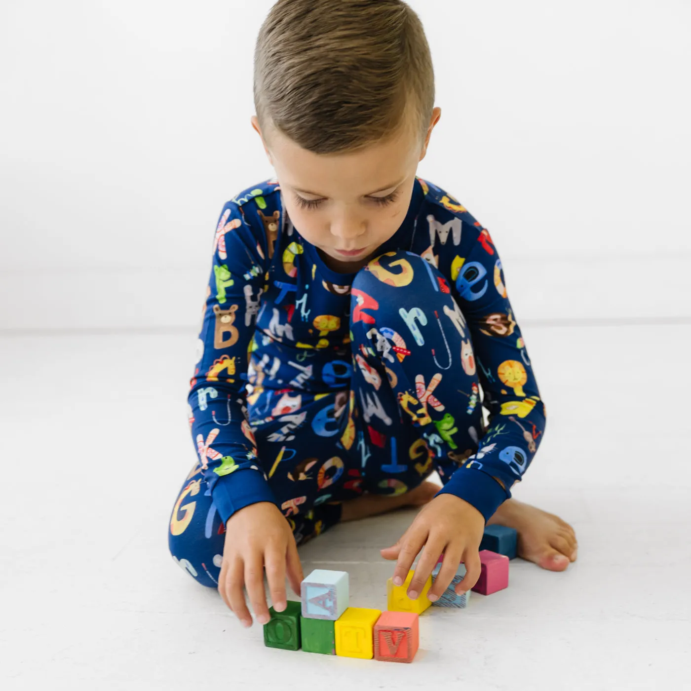 Navy Alphabet Friends Two-Piece Pajama Set