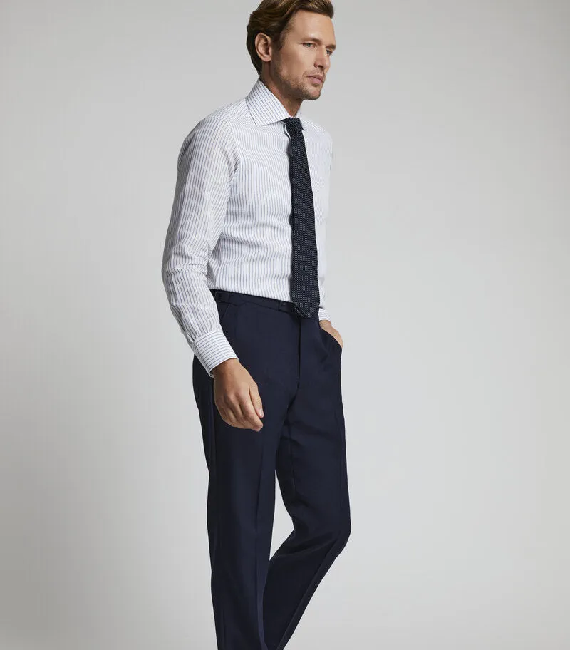 Navy Wool Hopsack Suit