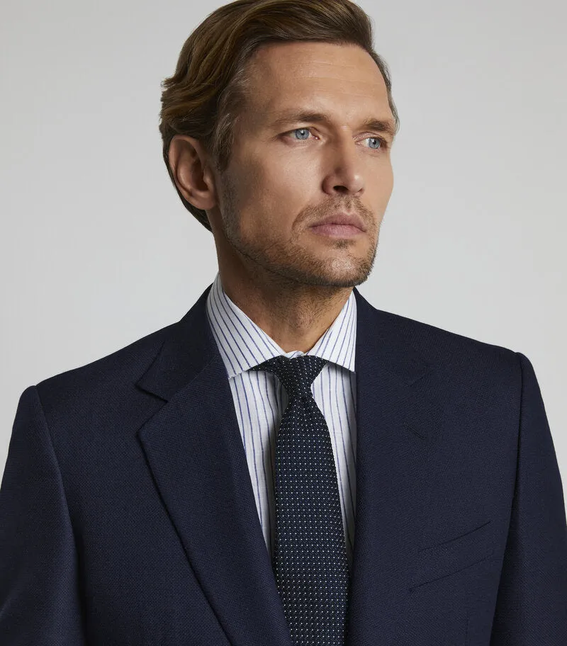 Navy Wool Hopsack Suit