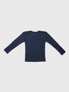 organic merino wool and silk kids shirt - navy