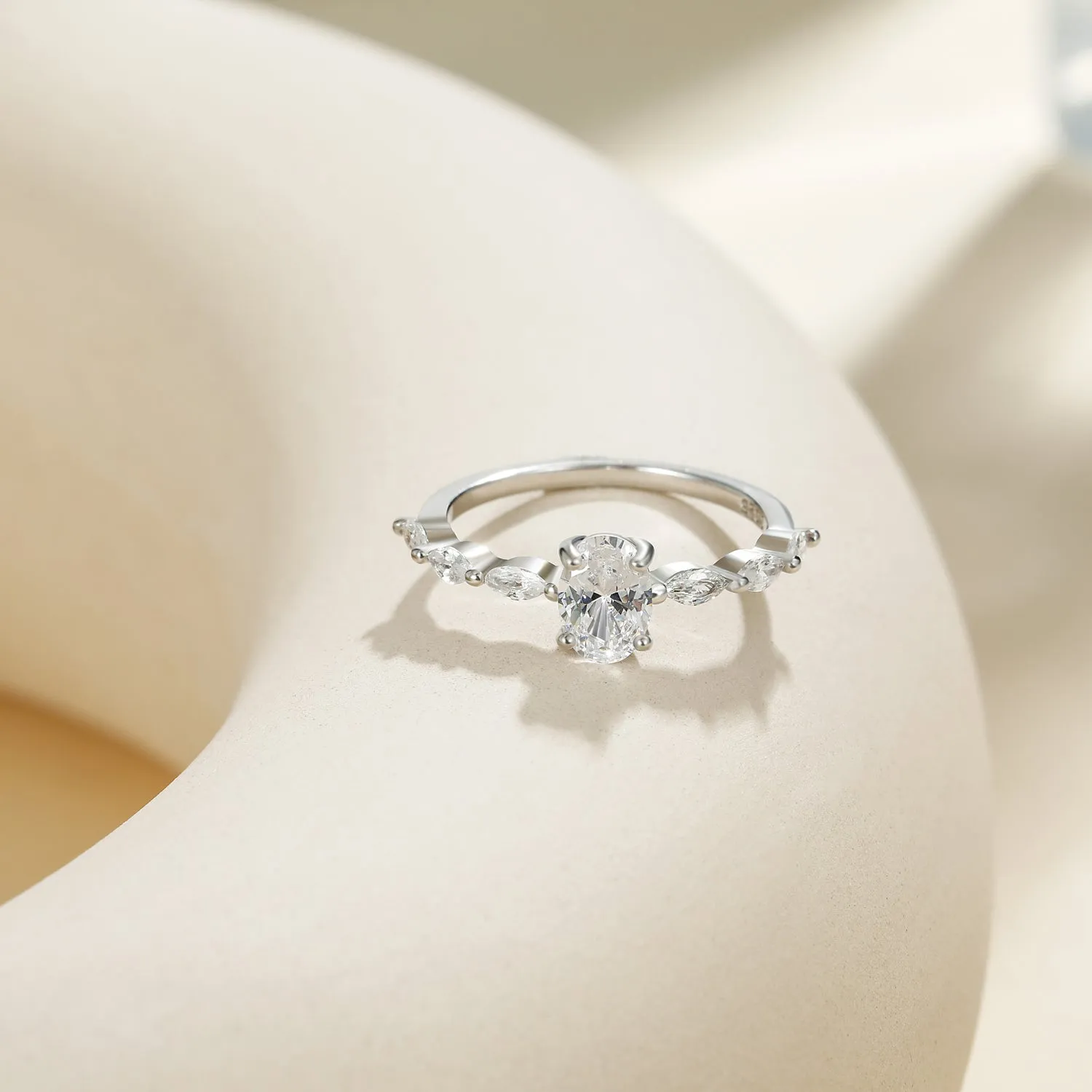 Oval Cut Engagement Cubic Zirconia Ring