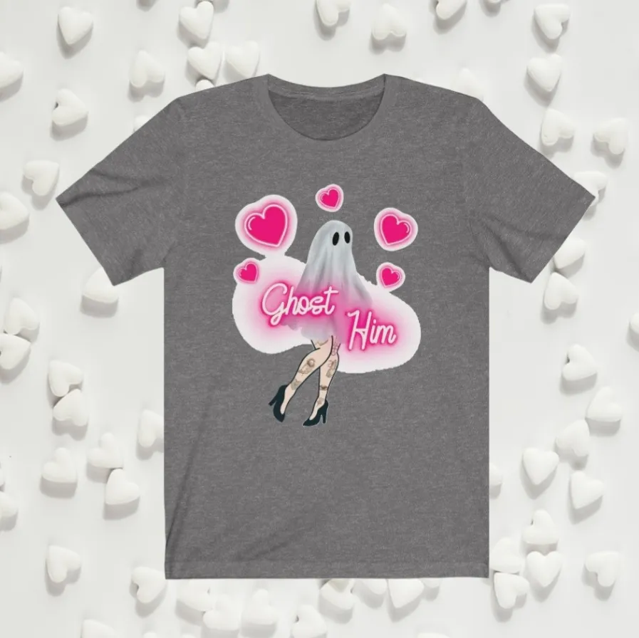 "Ghost Him" Sexy Legs And Pink Hearts Tee - Unisex Shirt