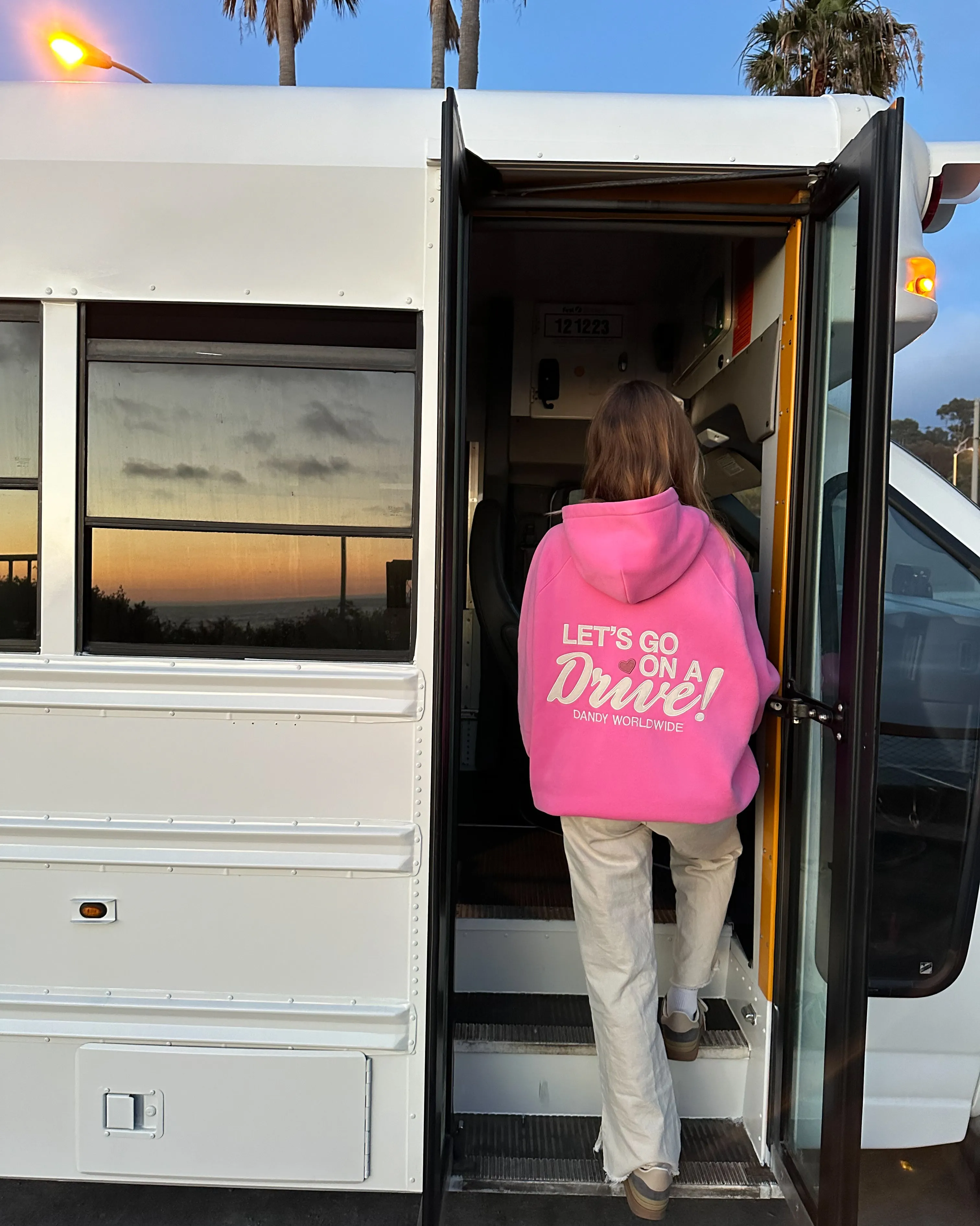 "Let's Go on a Drive" Oversized Lux Hoodie in Pink