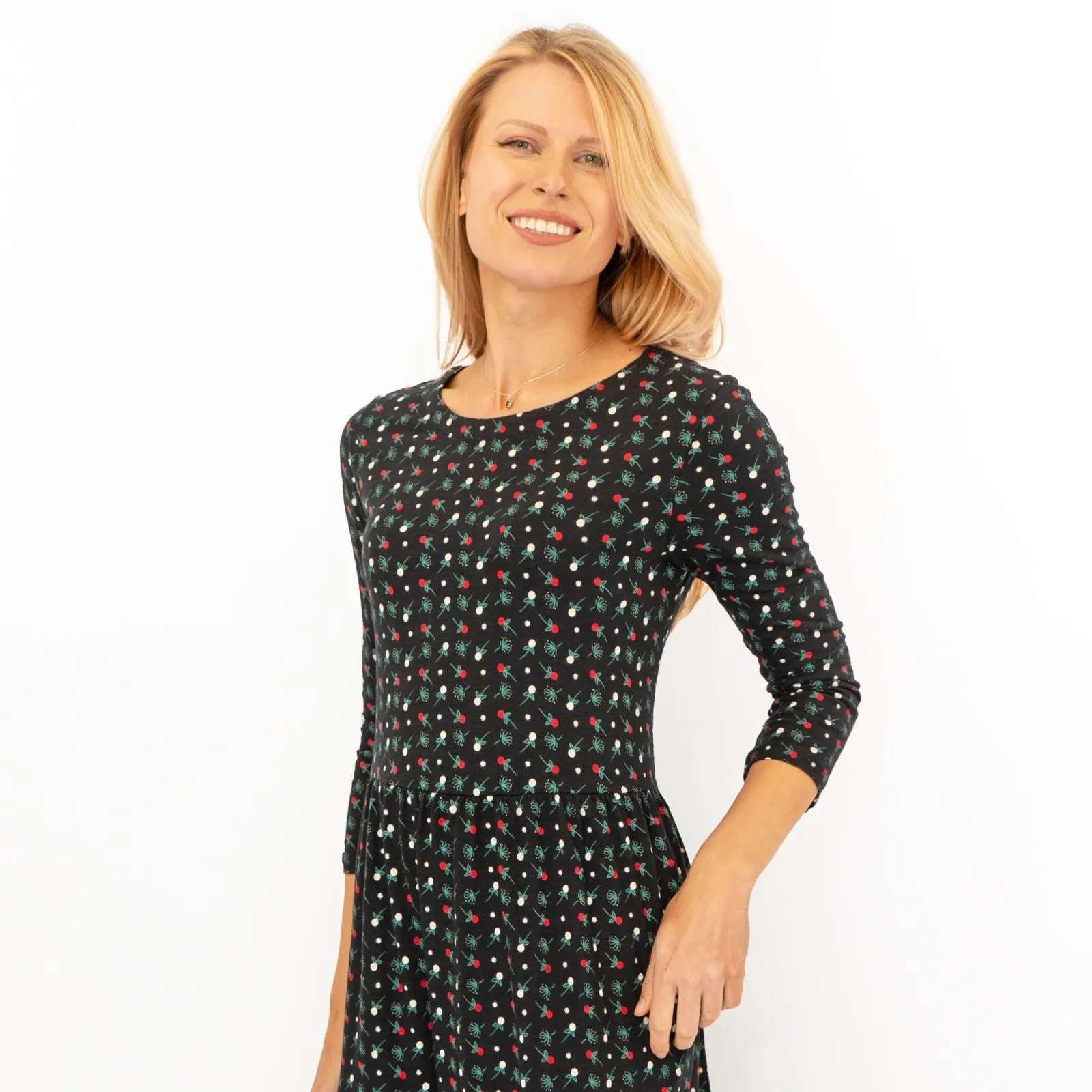 Seasalt Cornwall Black Floral Line Strokes Dress