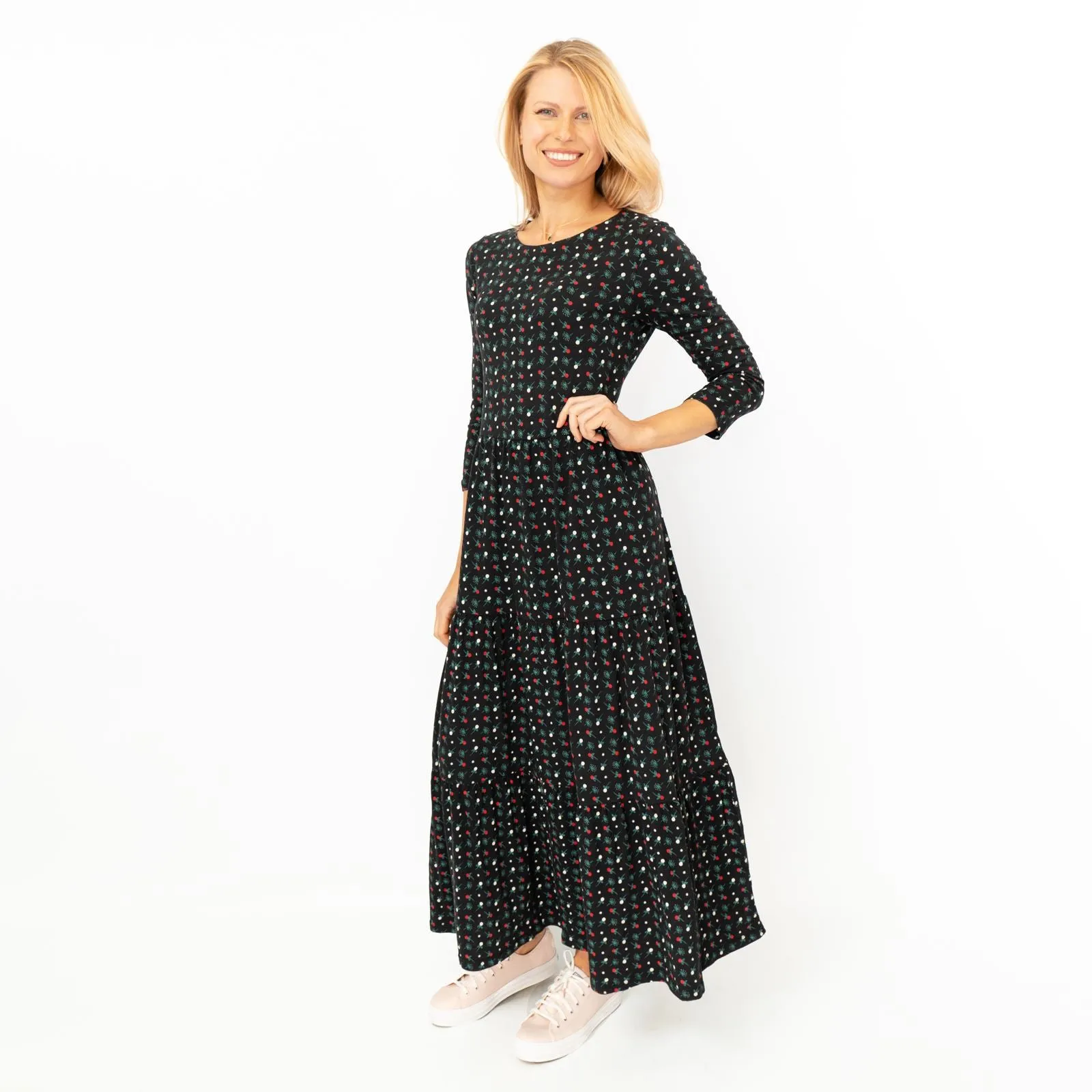 Seasalt Cornwall Black Floral Line Strokes Dress