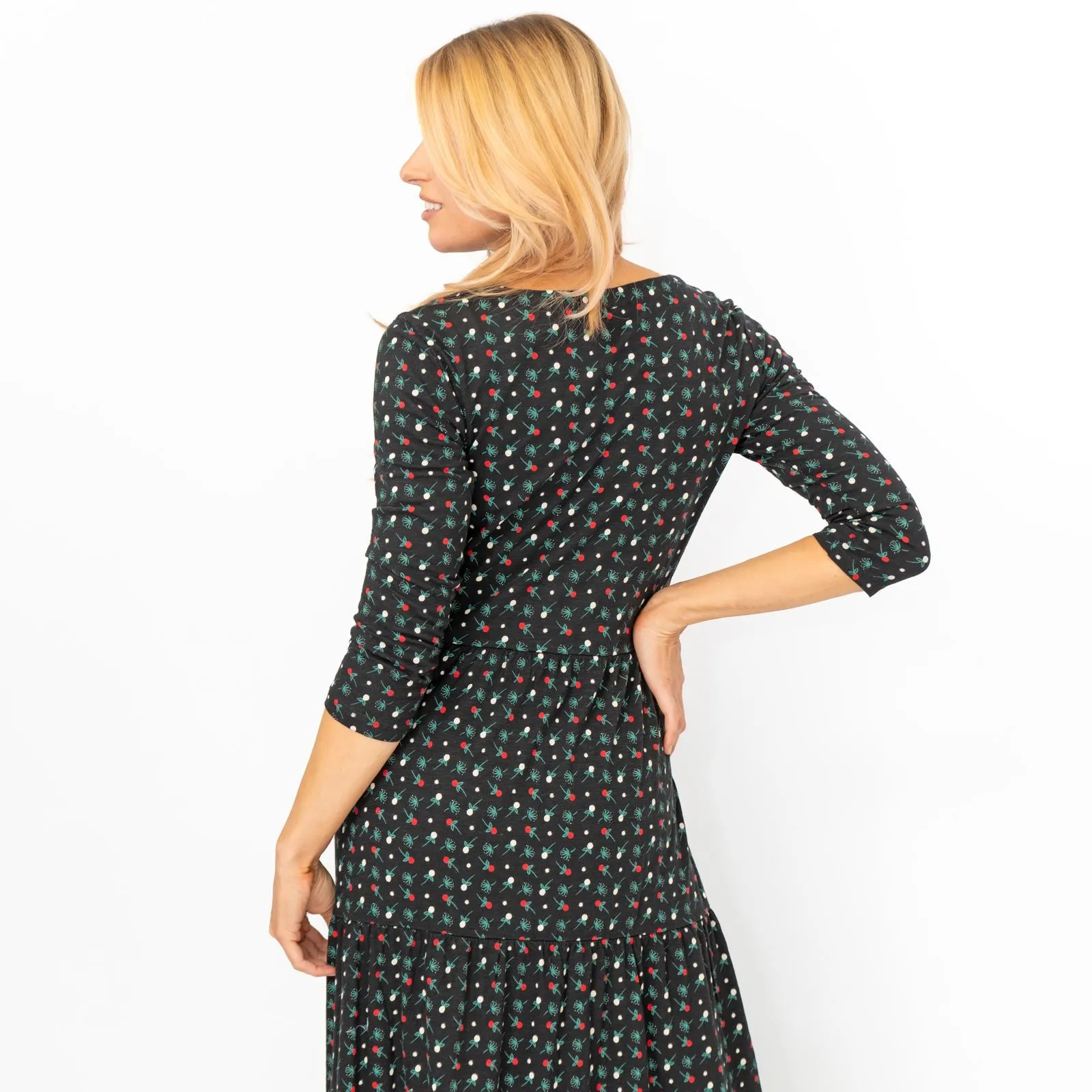 Seasalt Cornwall Black Floral Line Strokes Dress