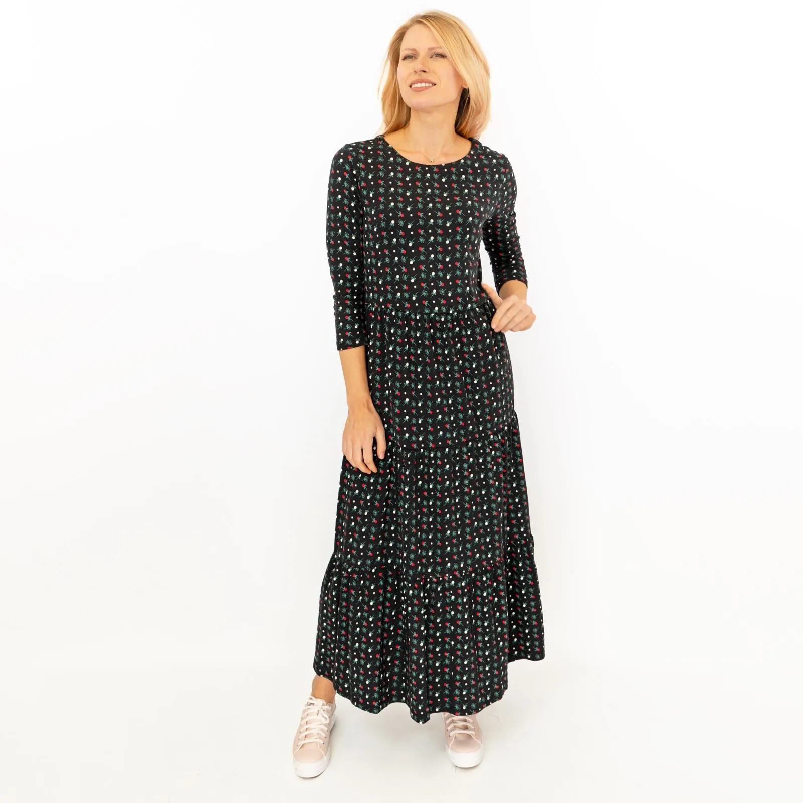 Seasalt Cornwall Black Floral Line Strokes Dress