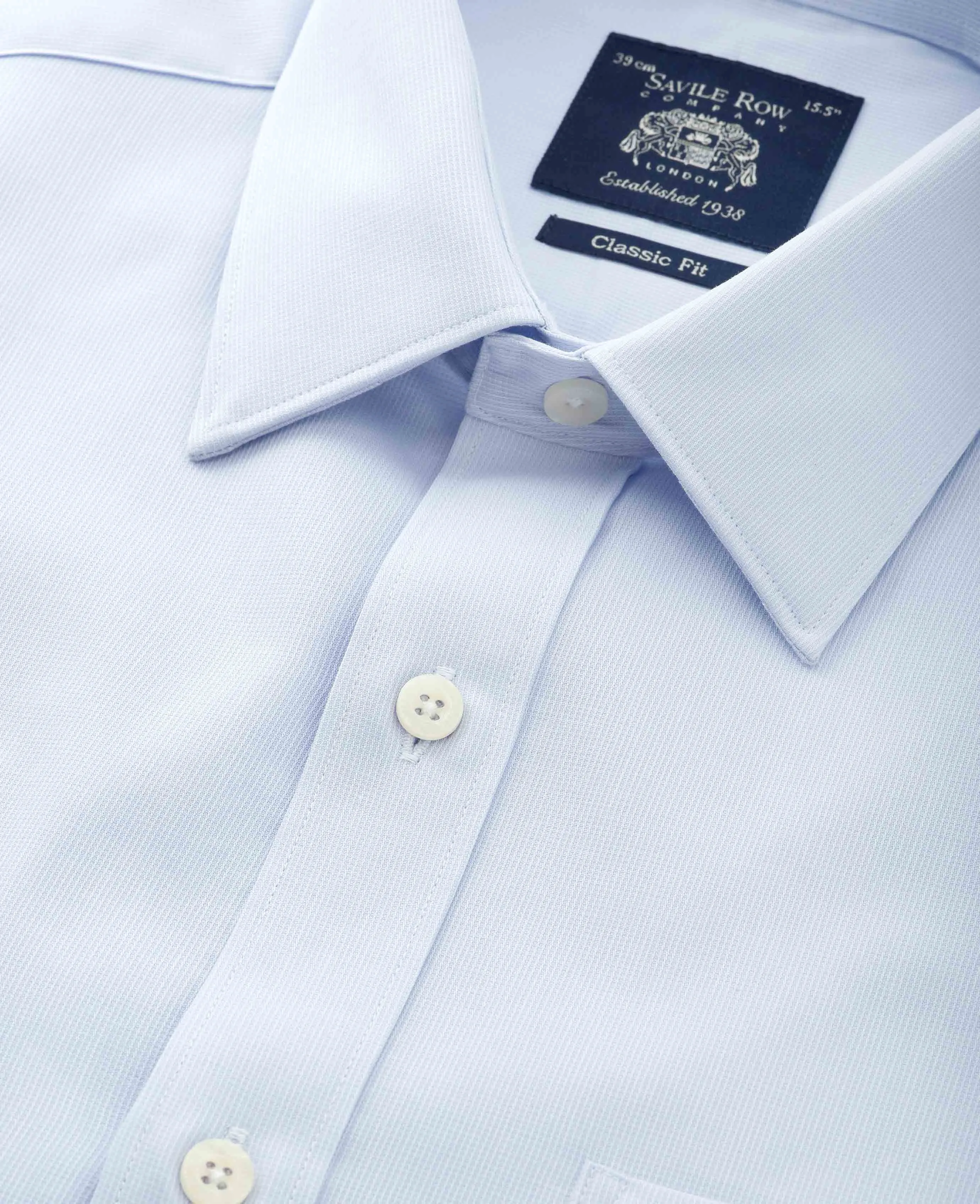 Sky Blue Dobby Weave Cotton Classic Fit Formal Shirt - Single Cuff