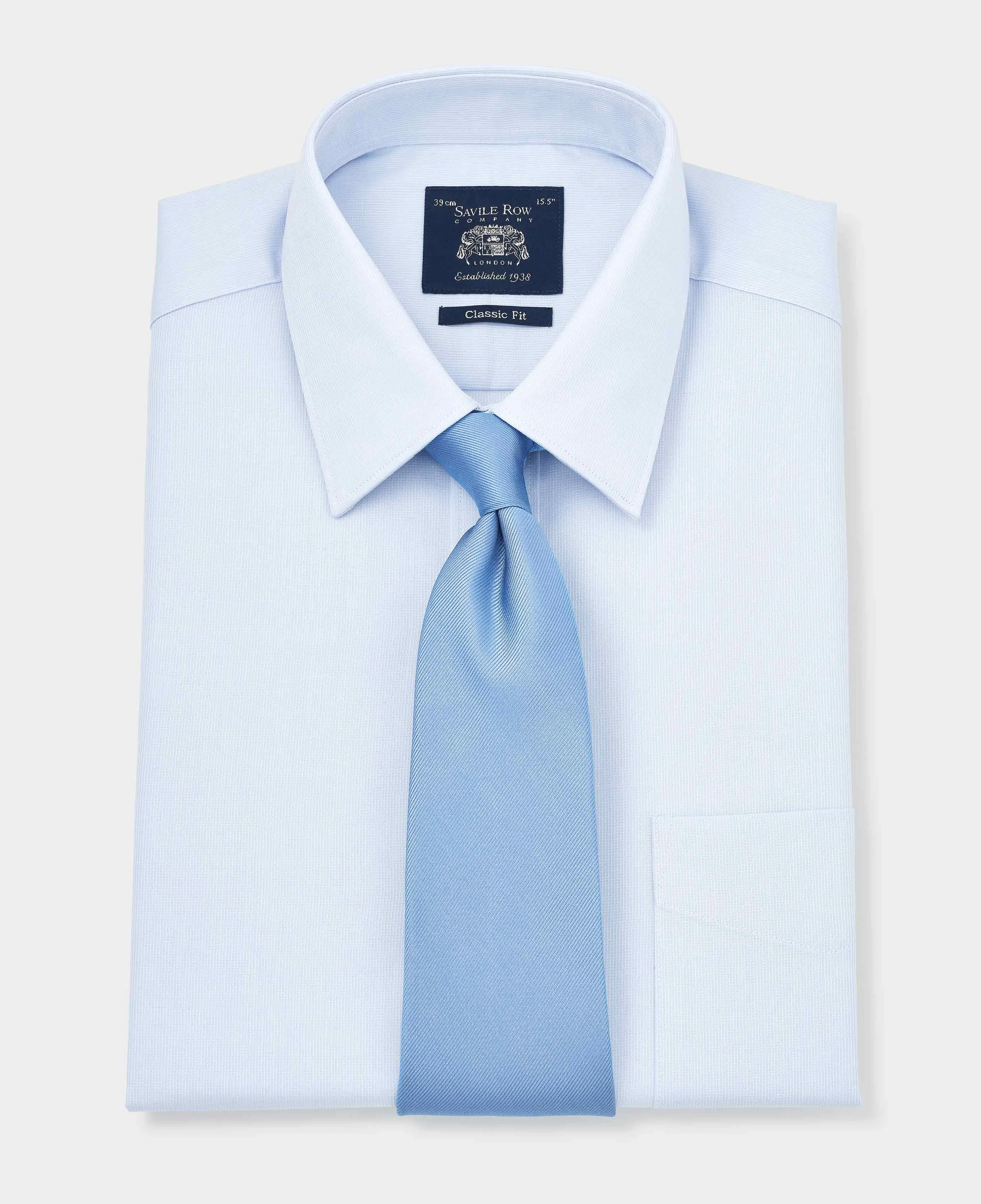 Sky Blue Dobby Weave Cotton Classic Fit Formal Shirt - Single Cuff