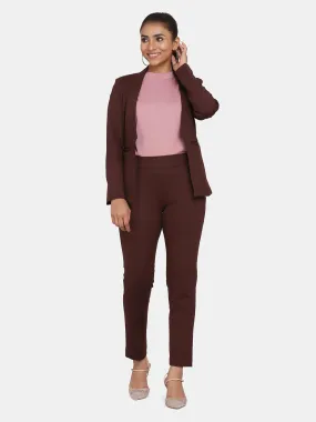 Stretch Pant Suit for Women - Chocolate Brown