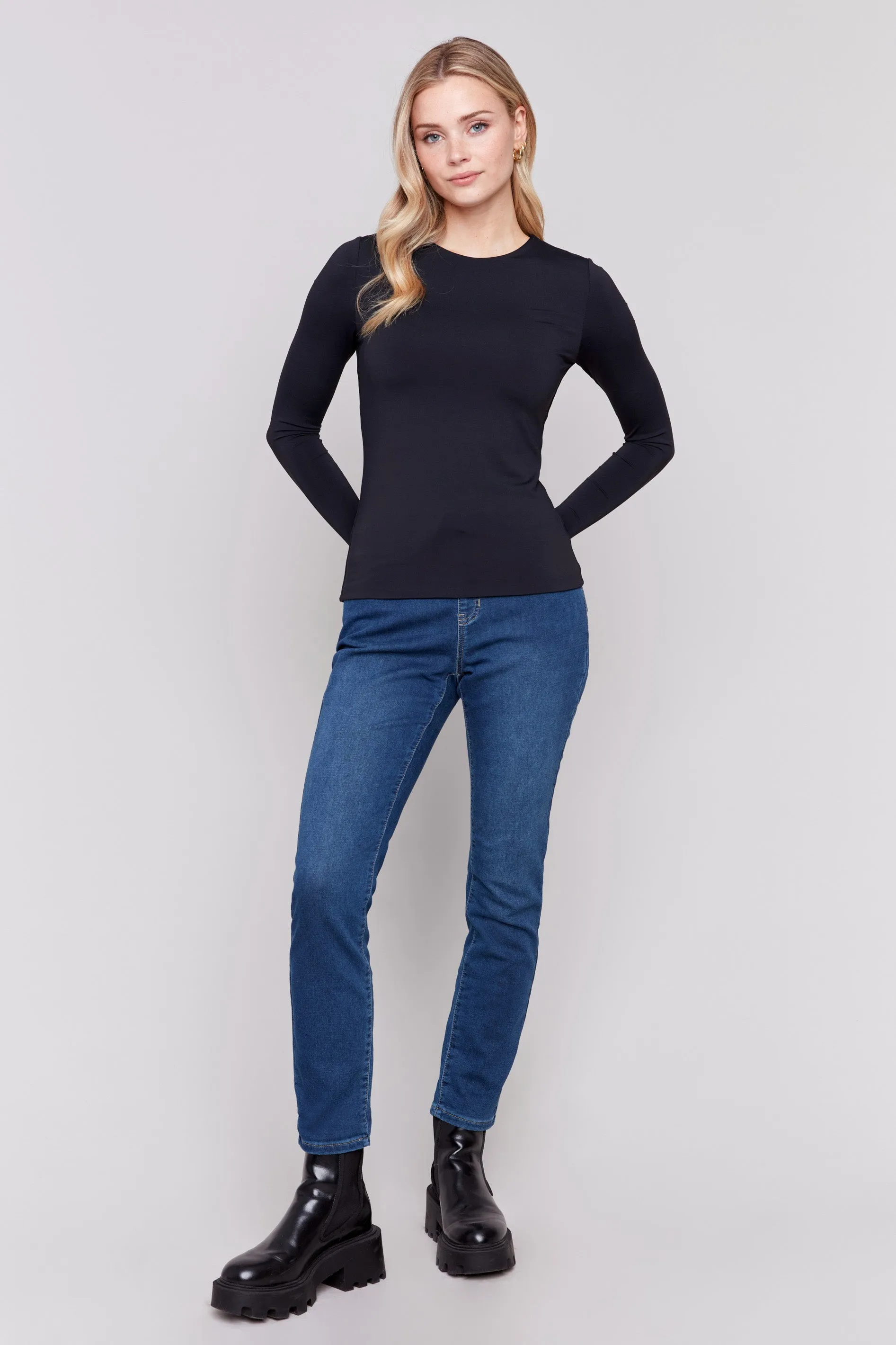 Super Stretch Knit Top Black