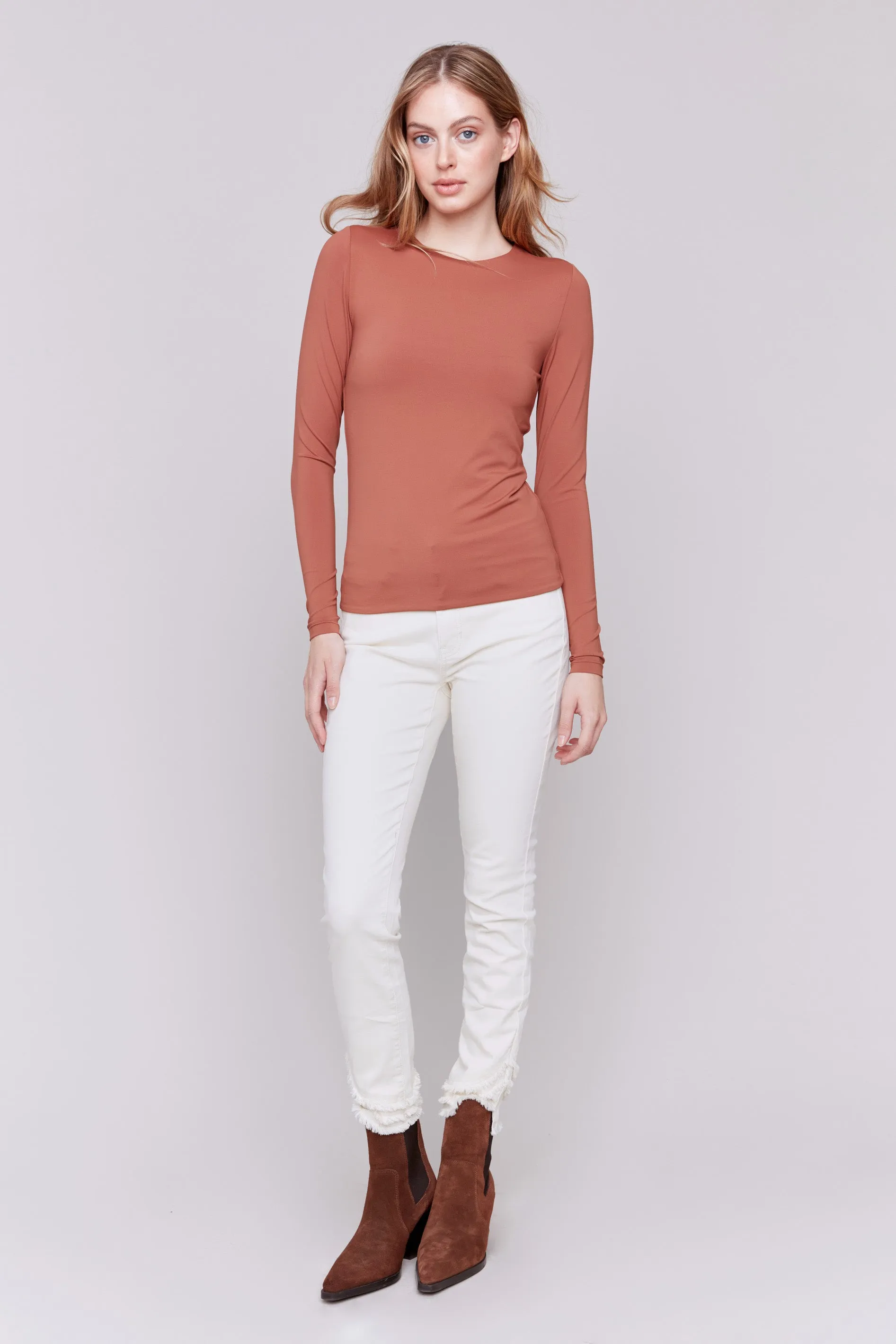 Super Stretch Knit Top Terracotta