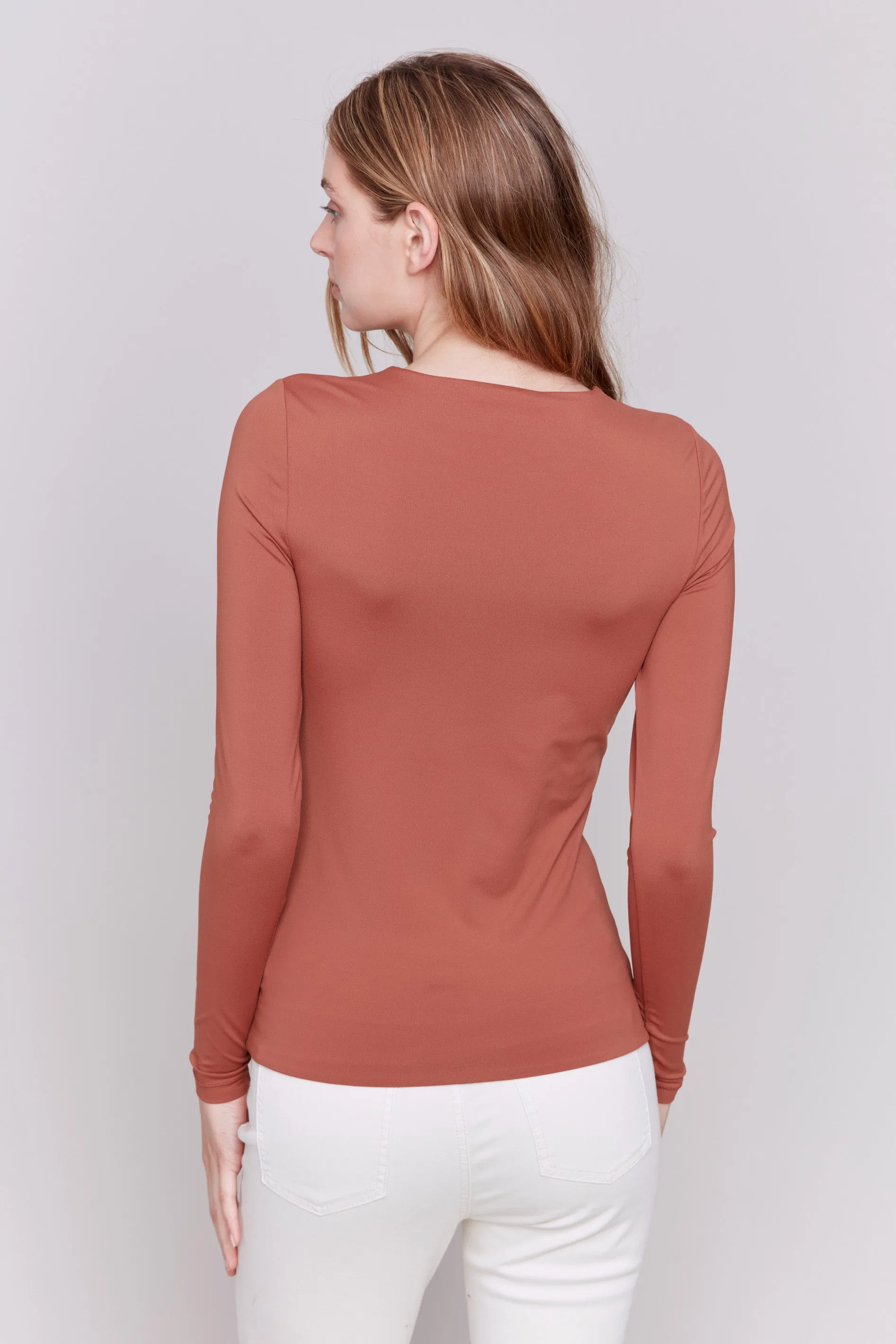 Super Stretch Knit Top Terracotta