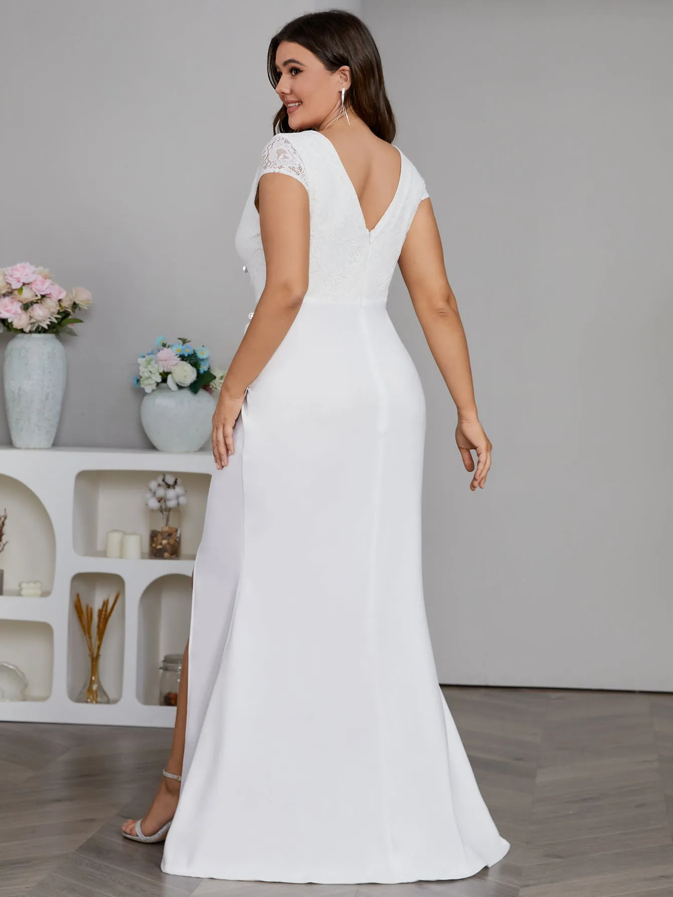 Women Plus Size V-neck Mermaid Semi-Formal Evening Dresses