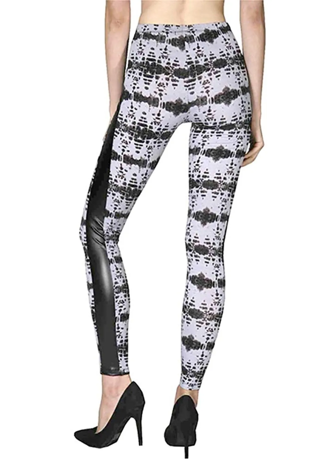 Womens Fashion Tie Dye Leatherette Basic Long Leggings