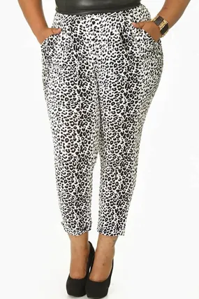 Womens Plus Size Leopard High Waist Casual Pant Bottoms USA