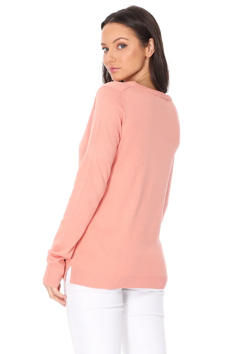 YEMAK Women's Casual Long Sleeve Crewneck Pullover Sweater MK3399 (S-L)