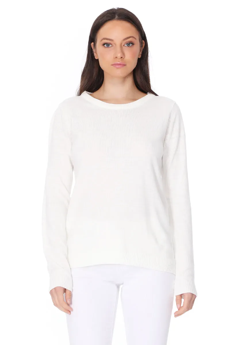 YEMAK Women's Casual Long Sleeve Crewneck Pullover Sweater MK3399 (S-L)